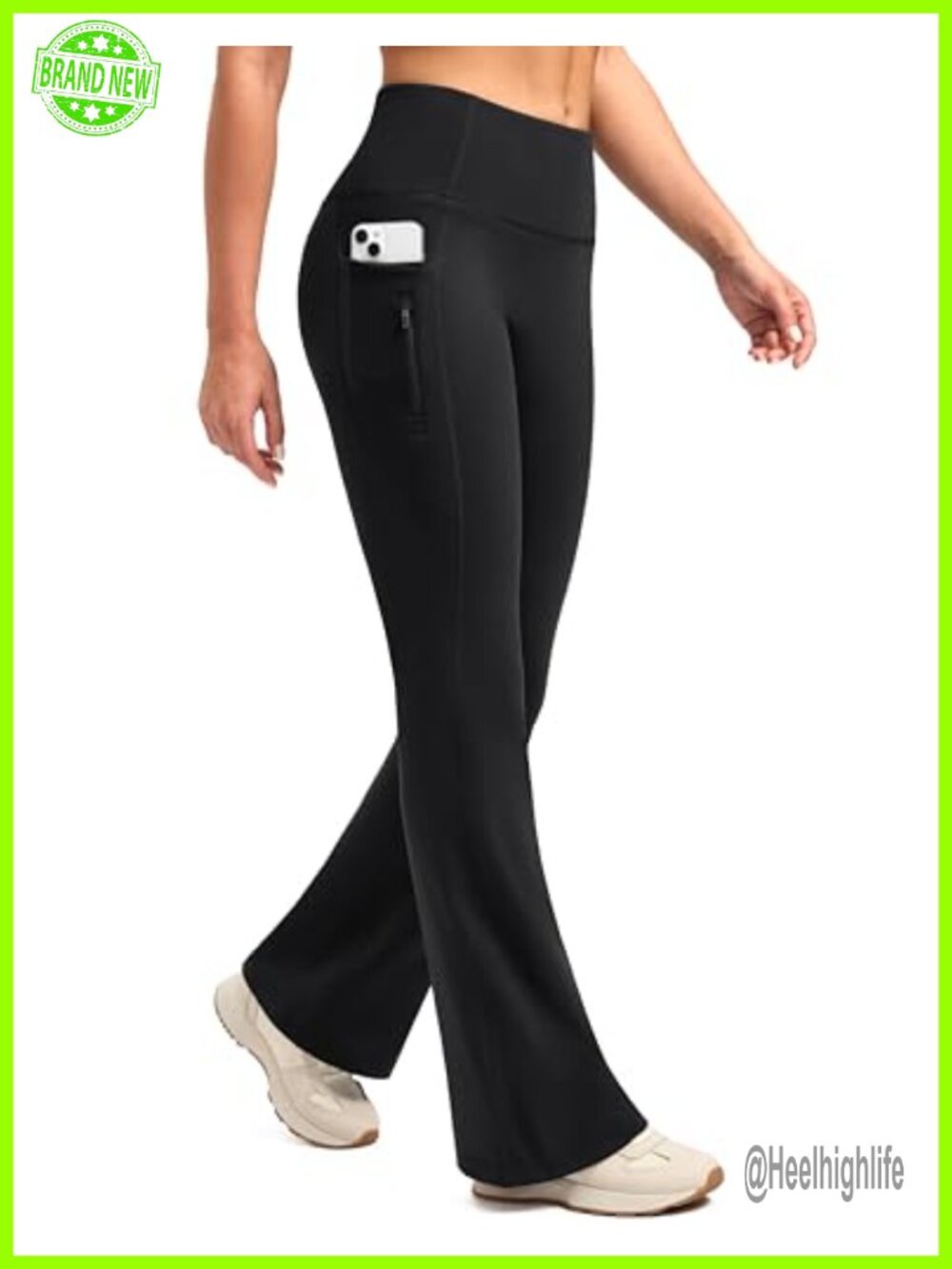 Fleece Lined Flare Leggings Water Resistant Winter Hiking Yoga Pants with